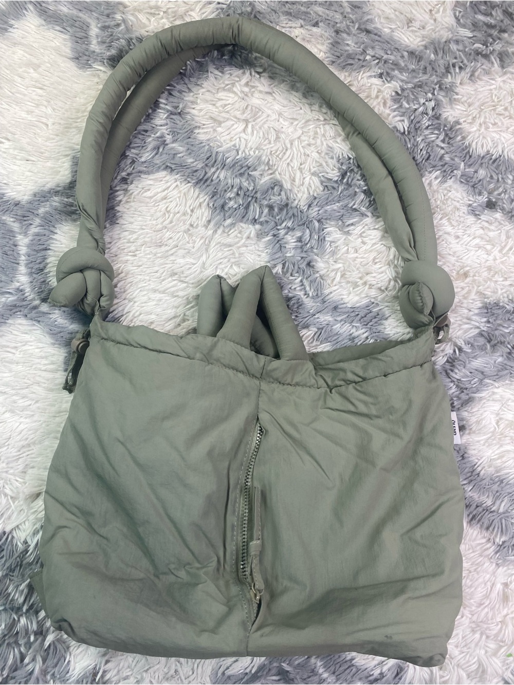 Ölend Ona Soft Bag Olive Green Puffer Nylon Shoulder Crossbody Tote Bag